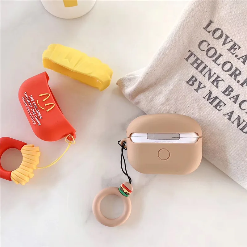 Custodia simpatico cartone animato per AirPods Pro patatine fritte Burger crea Cover custodia auricolare Bluetooth Wireless per Apple AirPods 2 full