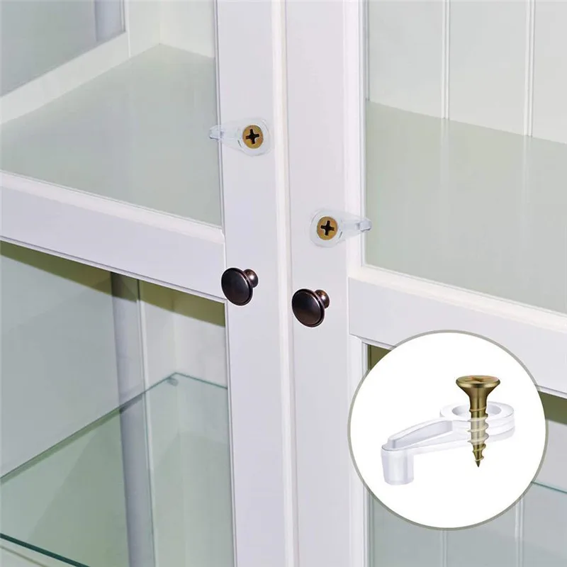 10pcs Hardware Plastic Holder With Screws Windows Home Clear Fixed Glass Retainer Clips Kit Cabinet Door Accessories