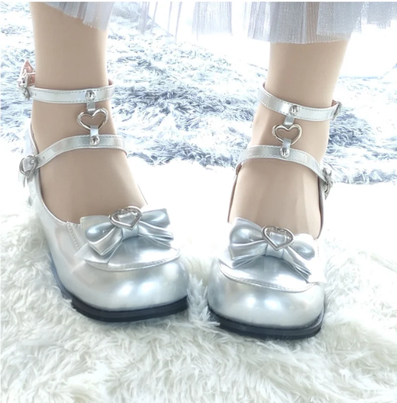 

Japan style college sweet lolita shoes vintage round head shallow mouth women shoes cute bowknot kawaii shoes loli cosplay