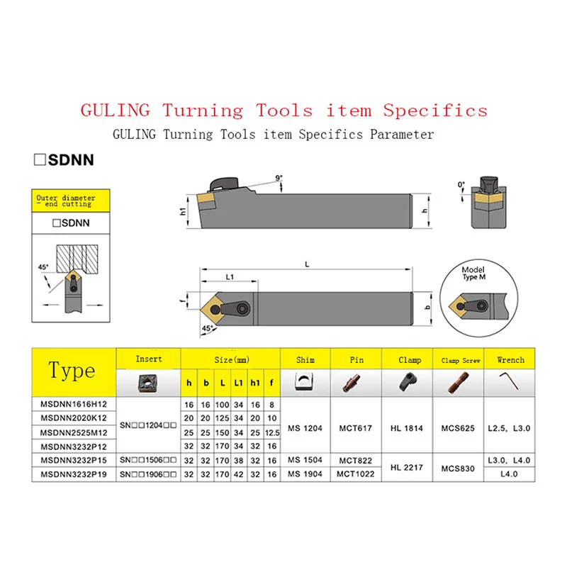 Lathe Tool Holder MSDNN 1616 2020 2525 3125 3232 H12 K12 M12 M15 P12 P15 Outer Circle 45 degree Chamfering Turning Tool Bar