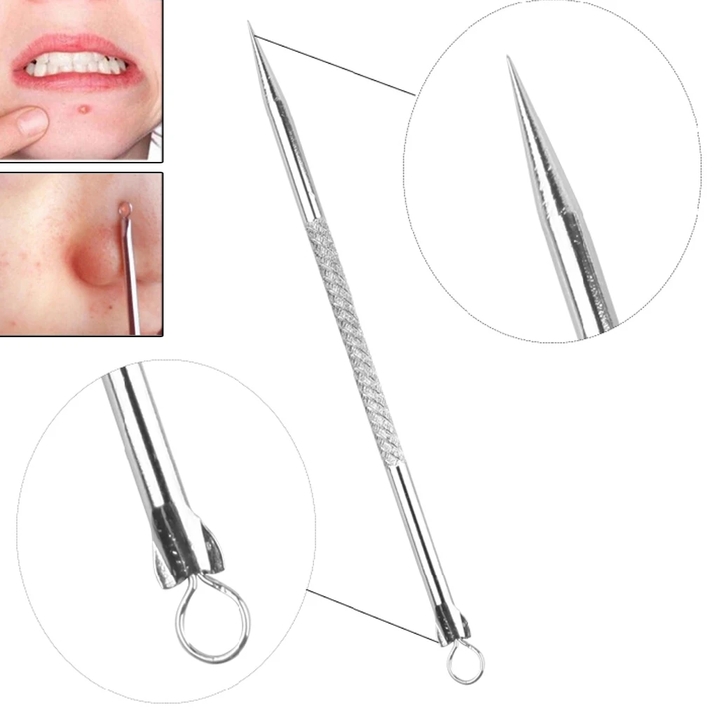 Handige Rvs Straight Bend Gebogen Mee-eter Acne Clip Pincet Puistje Comedone Remover Kit Gezicht Cleaner