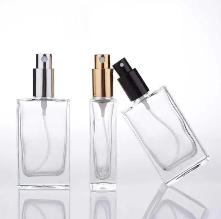 50pcs/lot 50ml clear Glass Perfume Bottle Spray Dispensing Cosmetic Empty parfum Bottle empty cosmetic containers  SN151