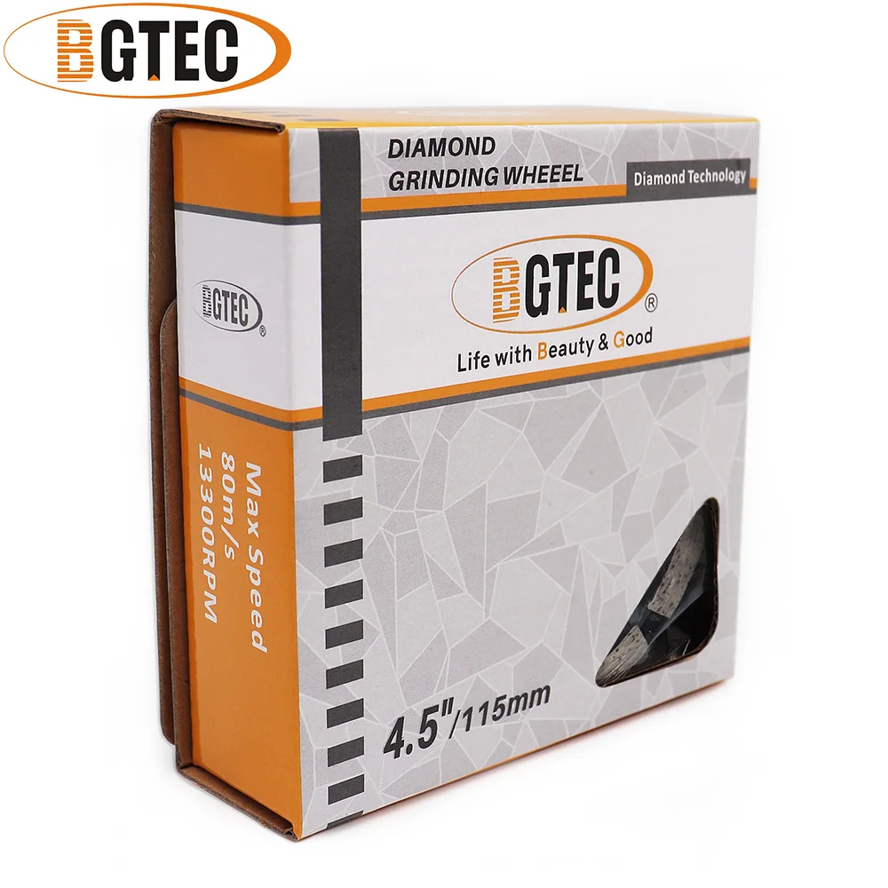 BGTEC 2 قطعة 4.5 بوصة الماس صف مزدوج طحن كأس عجلة 115 مللي متر الخرسانة والبناء ، الجرانيت الرخام طحن أقراص
