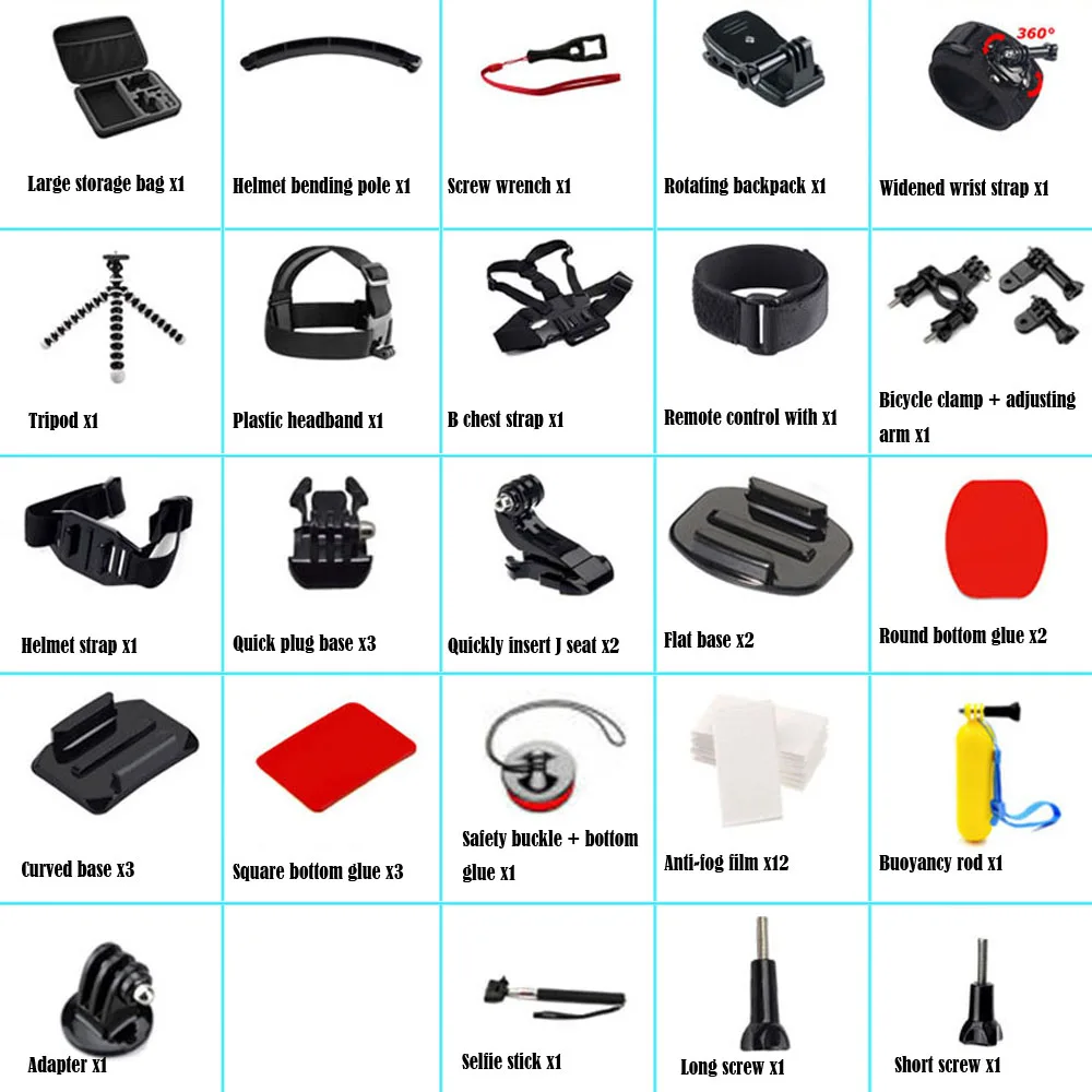 42PCs Action Camera Accessories Kit for GoPro Hero 8 Max 7 6 5 4 Black GoPro 2018 Session Fusion DJI AKASO APEMAN Campark SJCAM