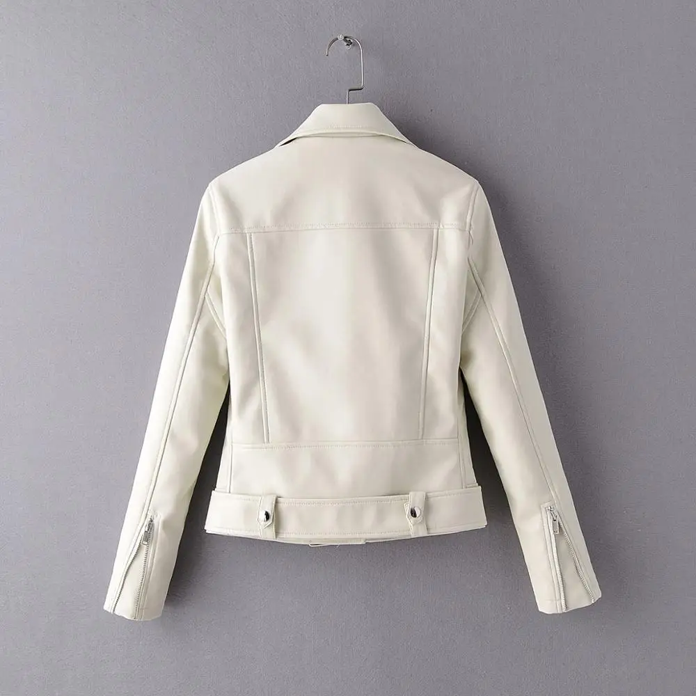 New Arrival Novel brand Winter Autumn Motorcycle leather jackets White leather jacket women leather coat slim PU jacket Leather