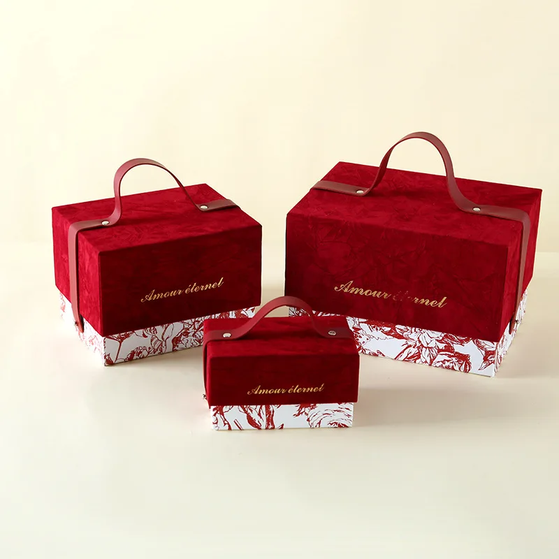 European Style Portable Wedding Candy Box, Flannel Bridesmaid Gift Box, Wedding Party Supplies, Gift Packaging