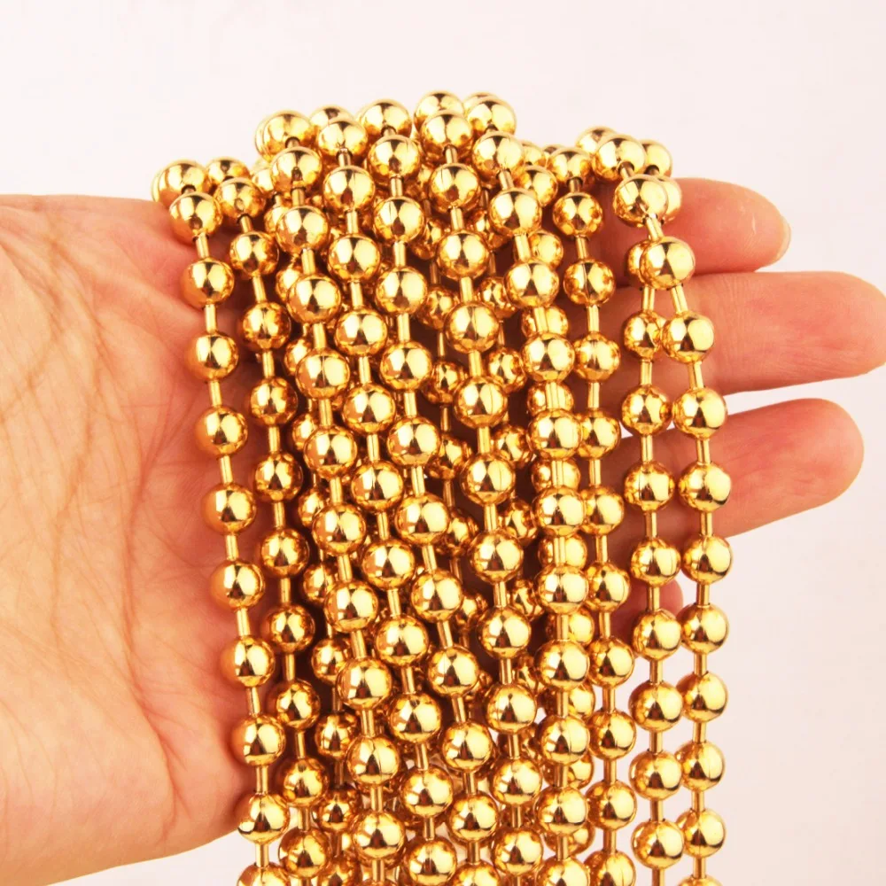 2/3/4/5/6/8/10/12mm Gold Tone High Quality Stainless Steel Ball Bead Chain Necklace Fashion Jewelry Dog Tags Chain Keychain