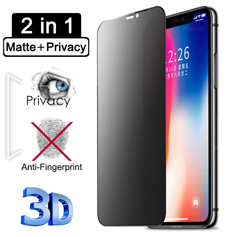 3D Full Cover Matte Privacy Screen Protector For iPhone X XR XS 11 12 13 mini 14 15 16 Pro Max 8 Plus SE Anti Spy Tempered Glass