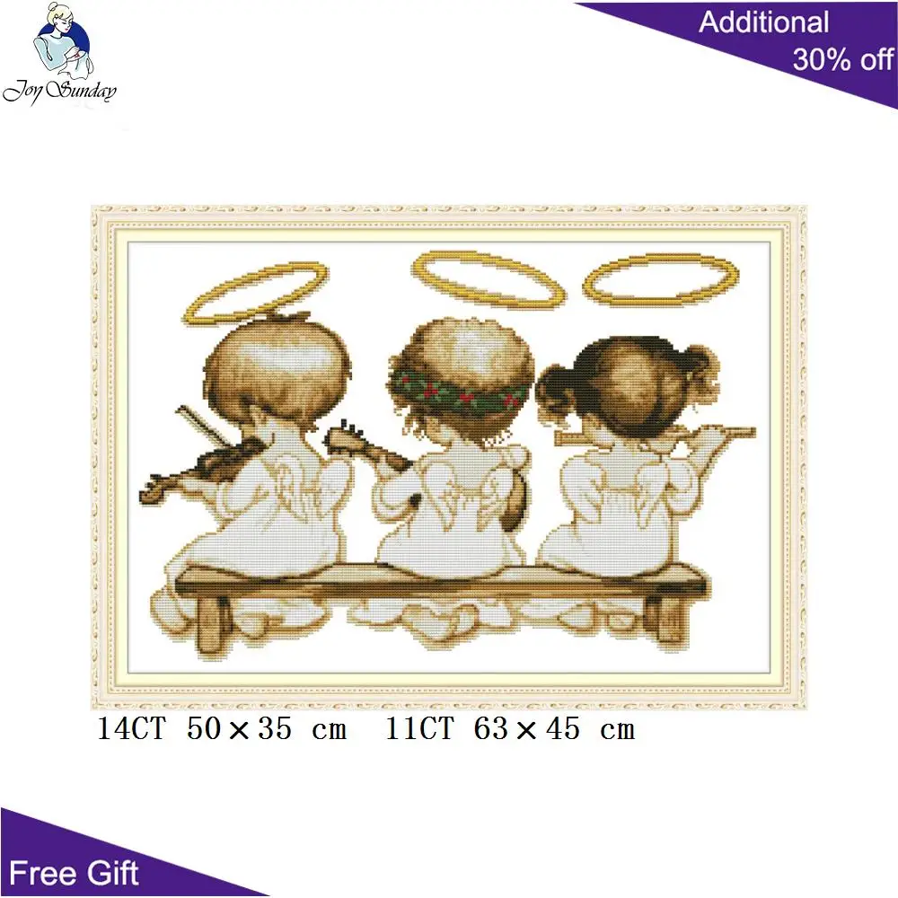 Joy Sunday Angels needpoint, kit punto croce, decorazioni per la casa, i tre piccoli angeli, R569(2), R582, RA234, RA300