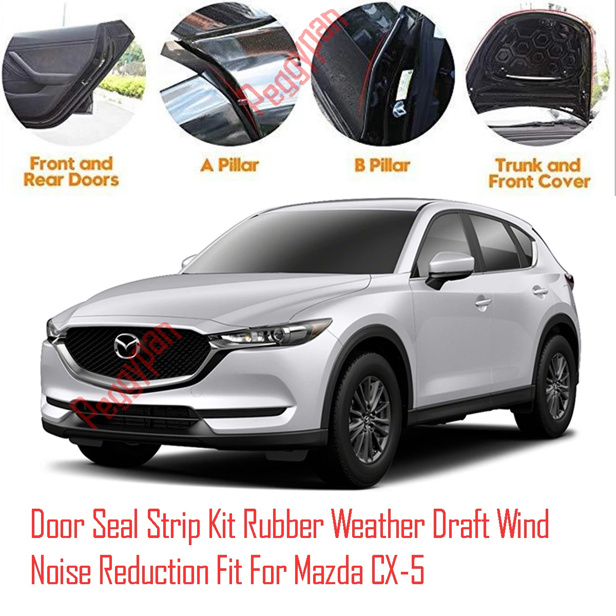 

Door Seal Strip Kit Self Adhesive Window Engine Cover Soundproof Rubber Weather Draft Wind Noise Reduction Fit For Mazda CX-5