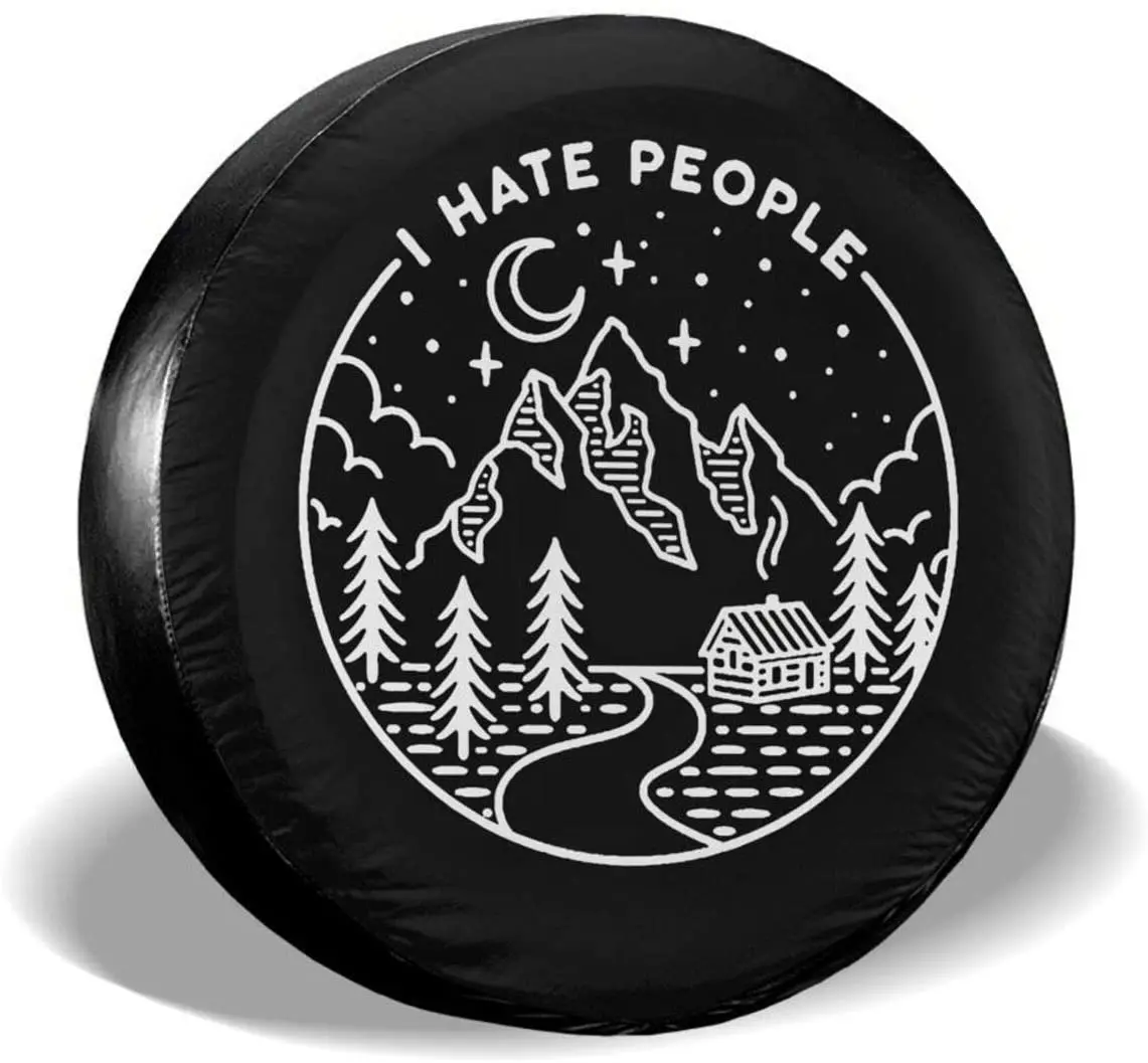 

I Hate People Camping Spare Tire Cover for Car Wrangler RV SUV Camper Travel Trailer Accessories 14 15 16 17 Inch