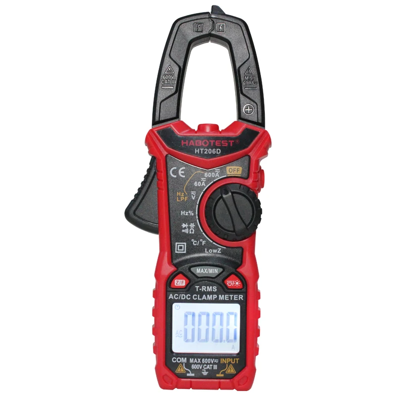 HABOTEST HT206A/HT206B/HT206D digital clamp meter; true RMS full range protection intelligent digital display multimeter