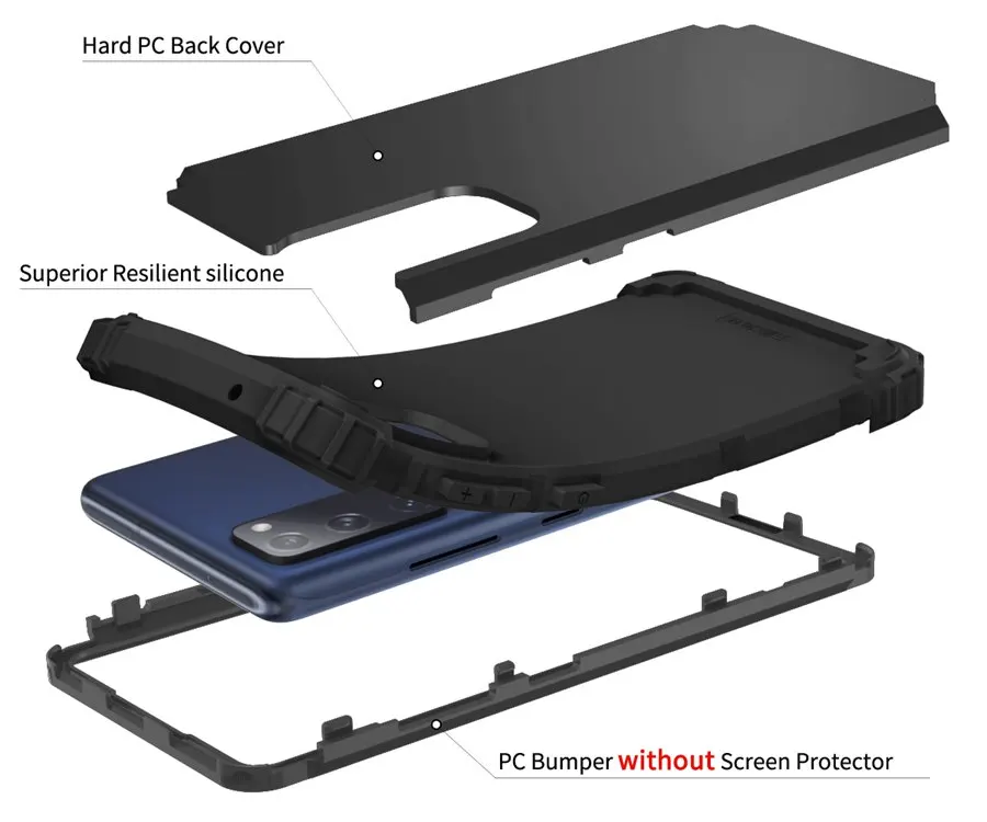 Heavy Duty Hybrid Sturdy Armor Defender High Impact Shockproof Protective Cover Case For Samsung Galaxy S20 FE 5G/4G