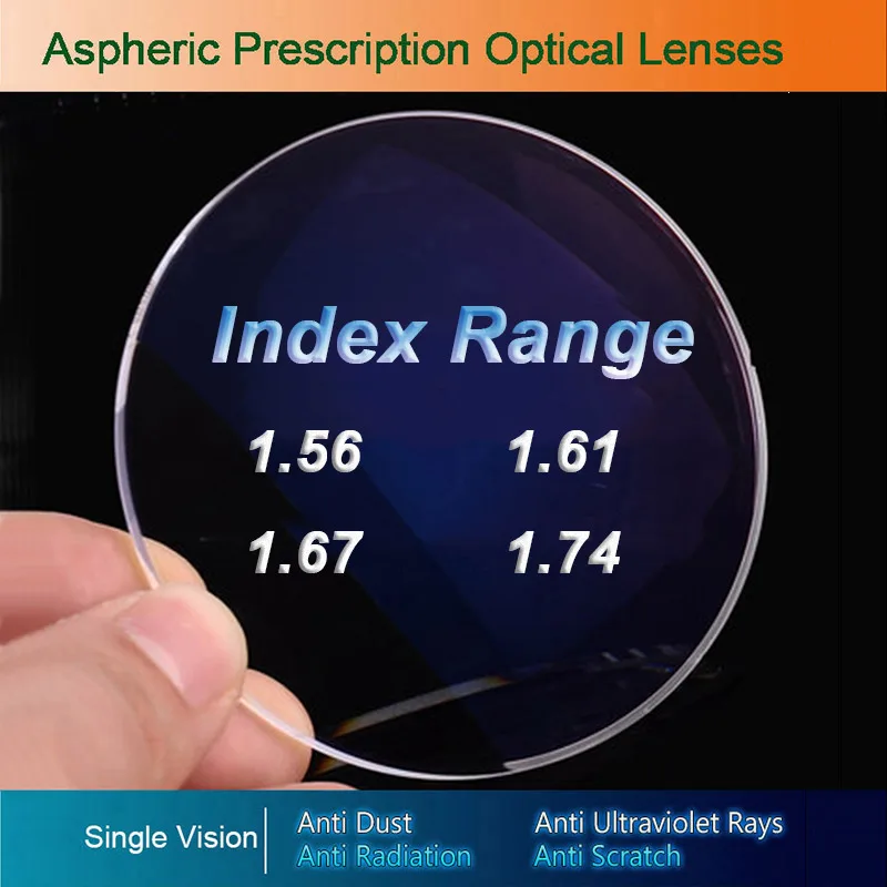 

Single Vision Optical Glasses Prescription AR Rx Lenses For Sight Myopia/Hyperopia/Presbyopia Eyeglasses CR-39 Resin Clear Lens