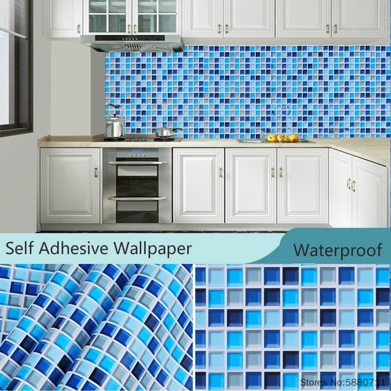 Living room luxury wallpaper 3d oil proof wallpaper waterproof bedroom wallpaper high temperature mosaic kitchen wall stickers