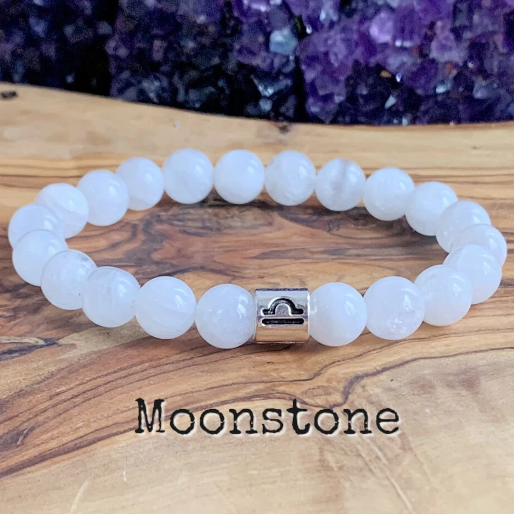 MG1307 Vintage Design Cancer Zodiac Stack Bracelet Set Women`s Moonstone Yoga Mala Bracelet Labradorit Wrist Mala Bracelet