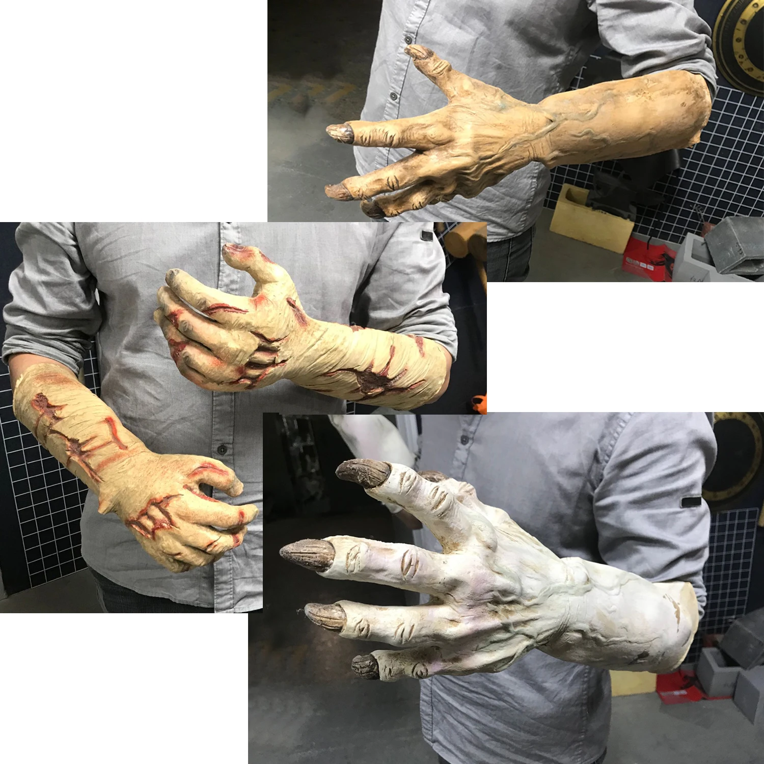 Zombie Rotted Hands Gloves Latex Arms and Hands Gloves Halloween Haunted House Monster Costume