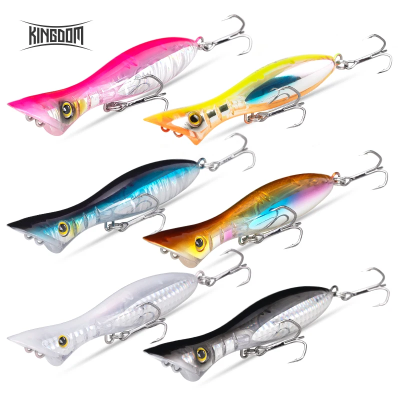 Kingdom SNAKEPOP Floating Sinking Popper Fishing Lures 95mm 115mm 135mm Hard Stick Baits Light Reflection Wobblers For Sea Bass