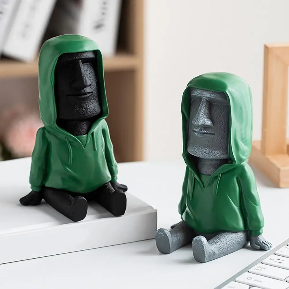 Stabile isola di pasqua statua in pietra Moai supporto per telefono da scrivania supporto per telefono retrò accessori per telefoni con forte capacità portante