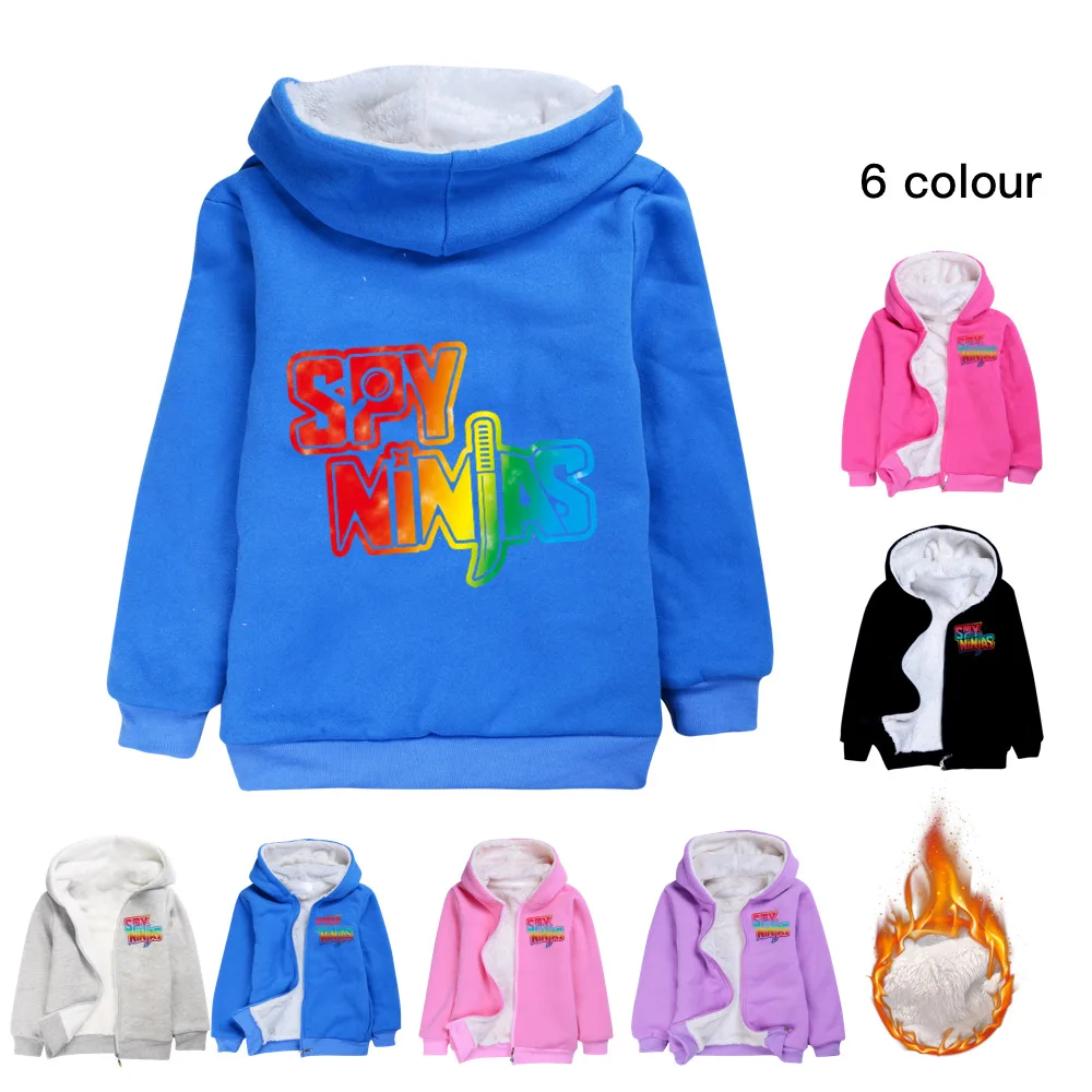 

Spy Ninjas Kids Winter Fleece Jacket Boy Hoodie Children's Clothing Girl Hooded Warm Jacket zipper Windbreaker Children's Jacket