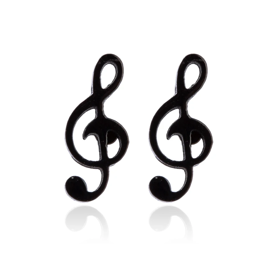 Women's Tiny Music Note Stainless Steel Stud Earrings