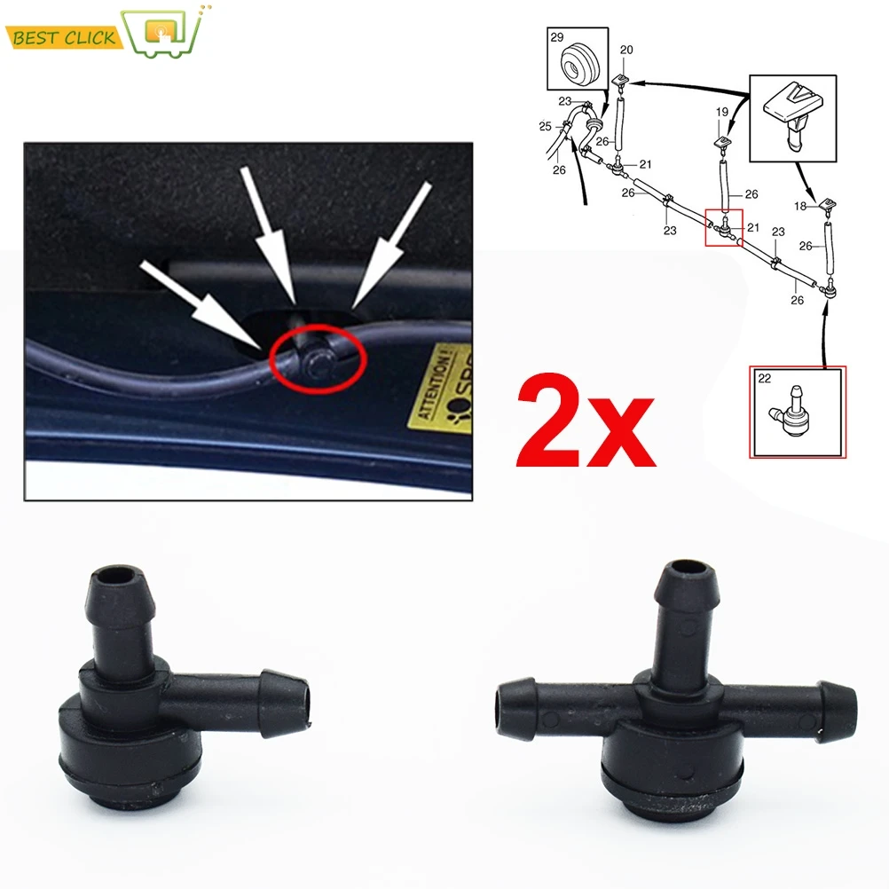 X2 T Piece Windshield Washer Check Valve Connector 2 / 3 Way Check For Volvo V70 S60 XC60 XC70 C30 V50 S40 XC90 S80 S70 C70