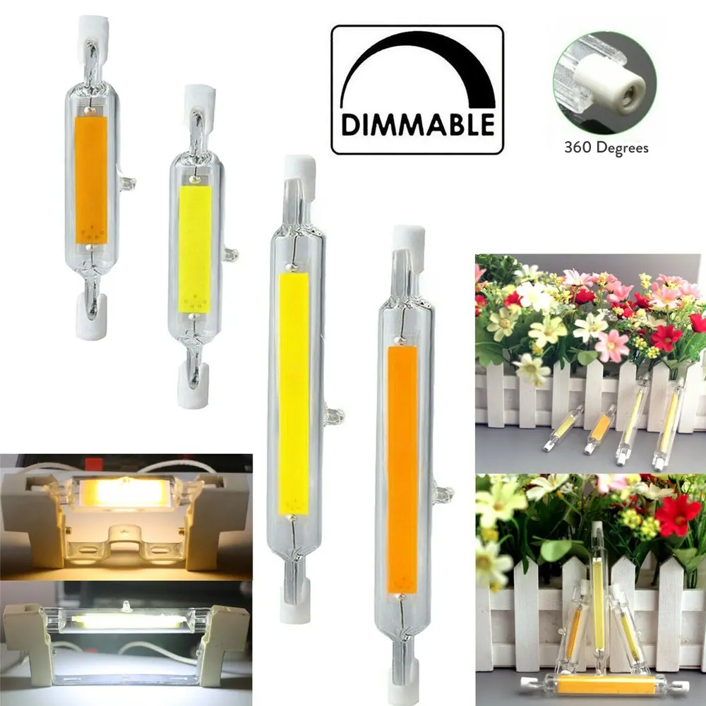 R7s LED Light Bulb 78mm 118mm Dimmable COB Ceramic Glass Tube Light Replace 60W 120W 150W 200W Halogen Lamps