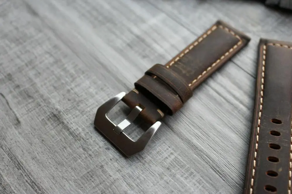 For Panerai Luminor Marina 22mm 24mm 26mm Brown Calf Leather Watch Strap Band