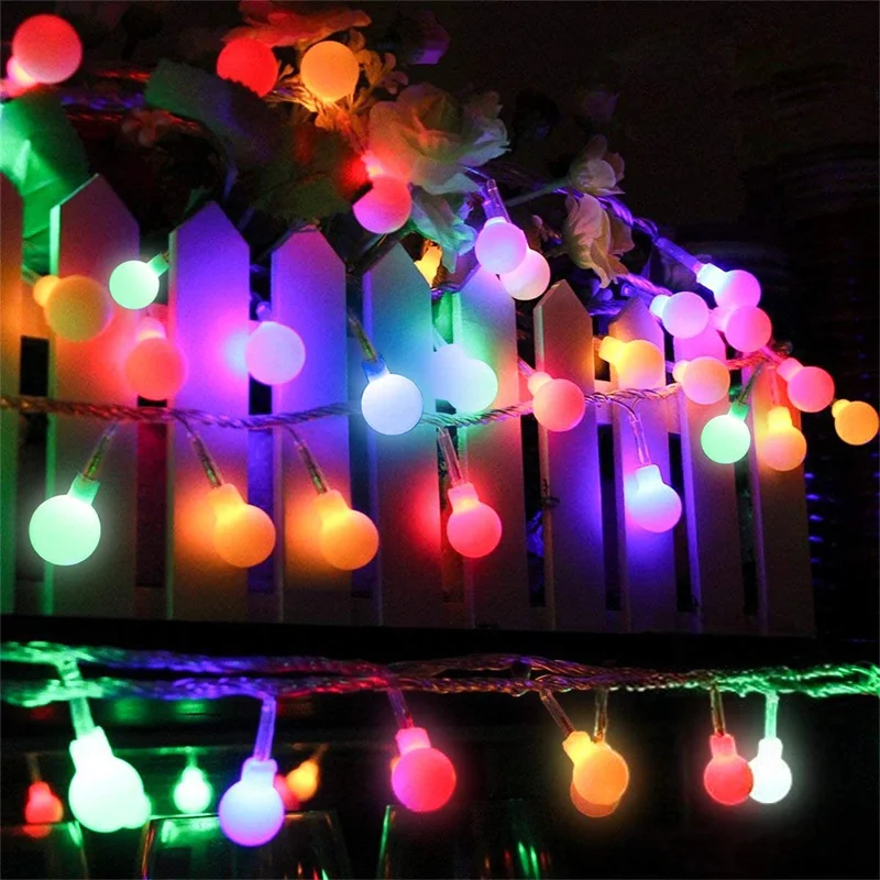 10/20/30/50m Ball LED String Lights Christmas Garland Lights Waterproof Outdoor Fairy Light Bulb For Wedding Garden Party Decor