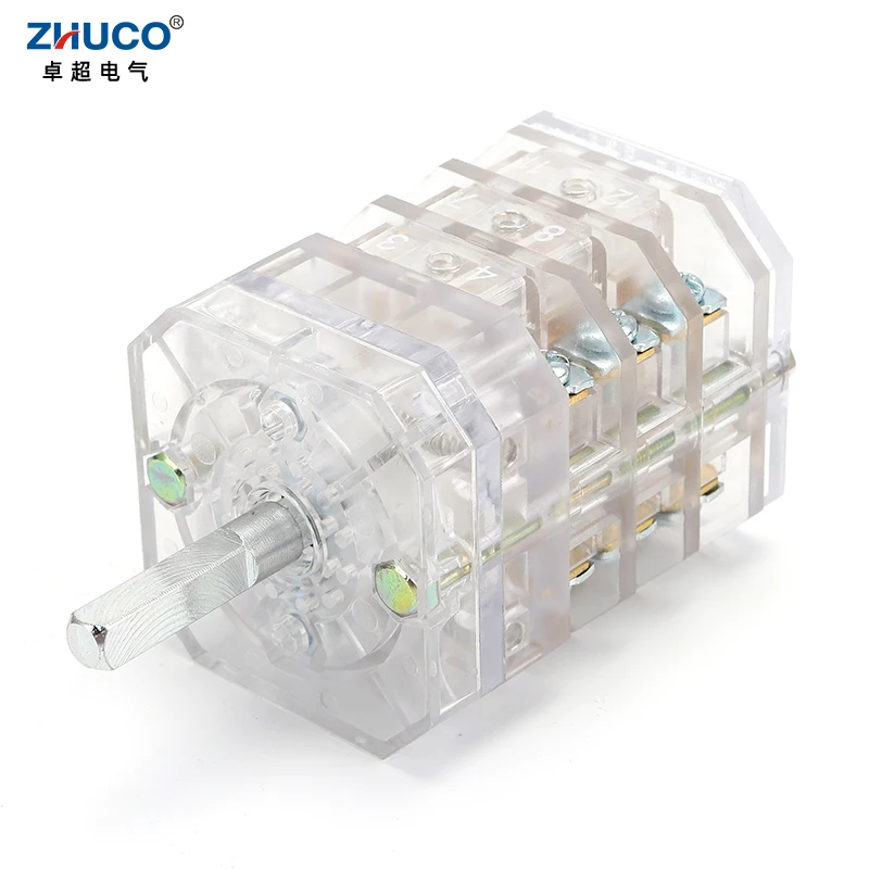 ZHUCO LW12-16/TM111111.3 16A Three Position Three Pole Transparent Univeral Changeover Rotary Cam Switch For Meat Grinder Using