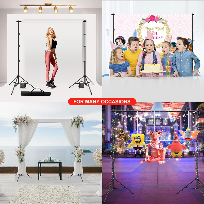 T-type/Square Photo Video Studio Backdrop Stand Adjustable Background Support System Kit For Party Wedding With Storage Bags