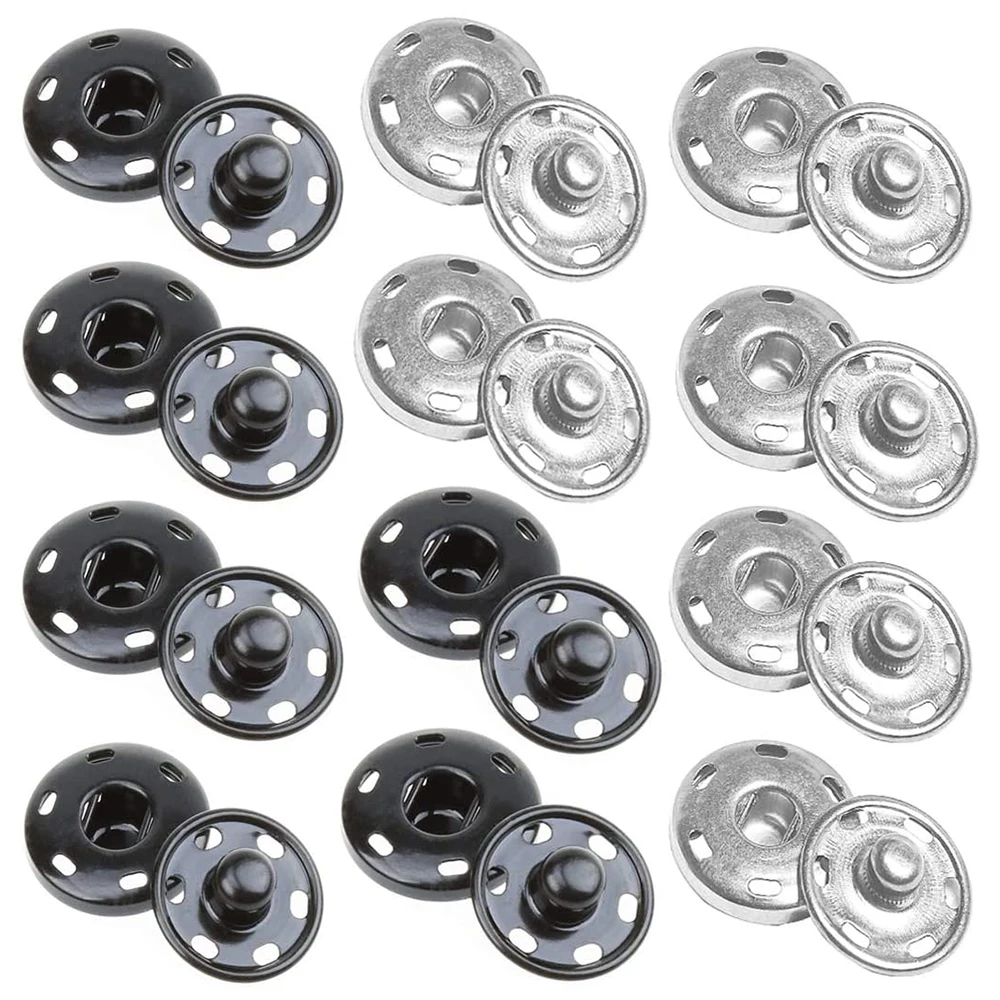 50 zestawów 8mm 10mm Metal przyszyć zatrzaski czarny srebrny kolorowe do DIY szycie odzieży zatrzaski guziki zapięcia Craft zatrzaski przycisk