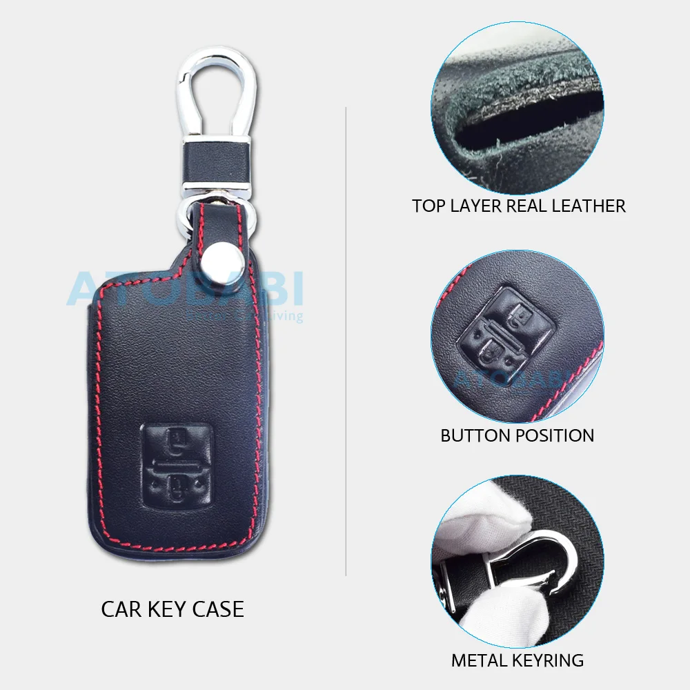 Leather Car Key Case For Toyota Auris Camry RAV4 Avalon Yaris Verso 2012-2018 2 Buttons Smart Keyless Remote Fob Protector Cover