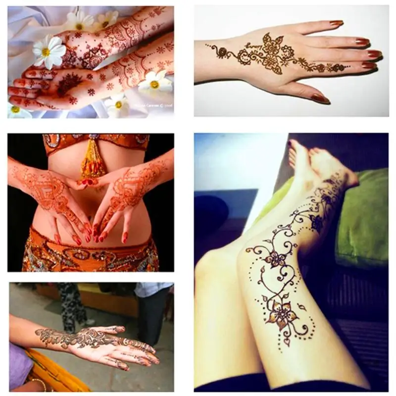 Temporary Tattoo Kit Black Natural Henna Cones Body Art Paint Ink Tattoo Sticker Body Paint Art Cream Cone TSLM1