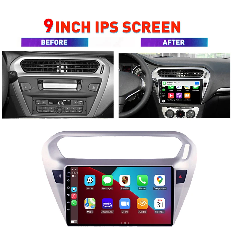 Carplay DSP Android 12.0 Car Multimedia Video Player For Peugeot 301 CITROEN Elysee 2013-2018 Navi GPS Radio 4G+Wifi Stero Audio