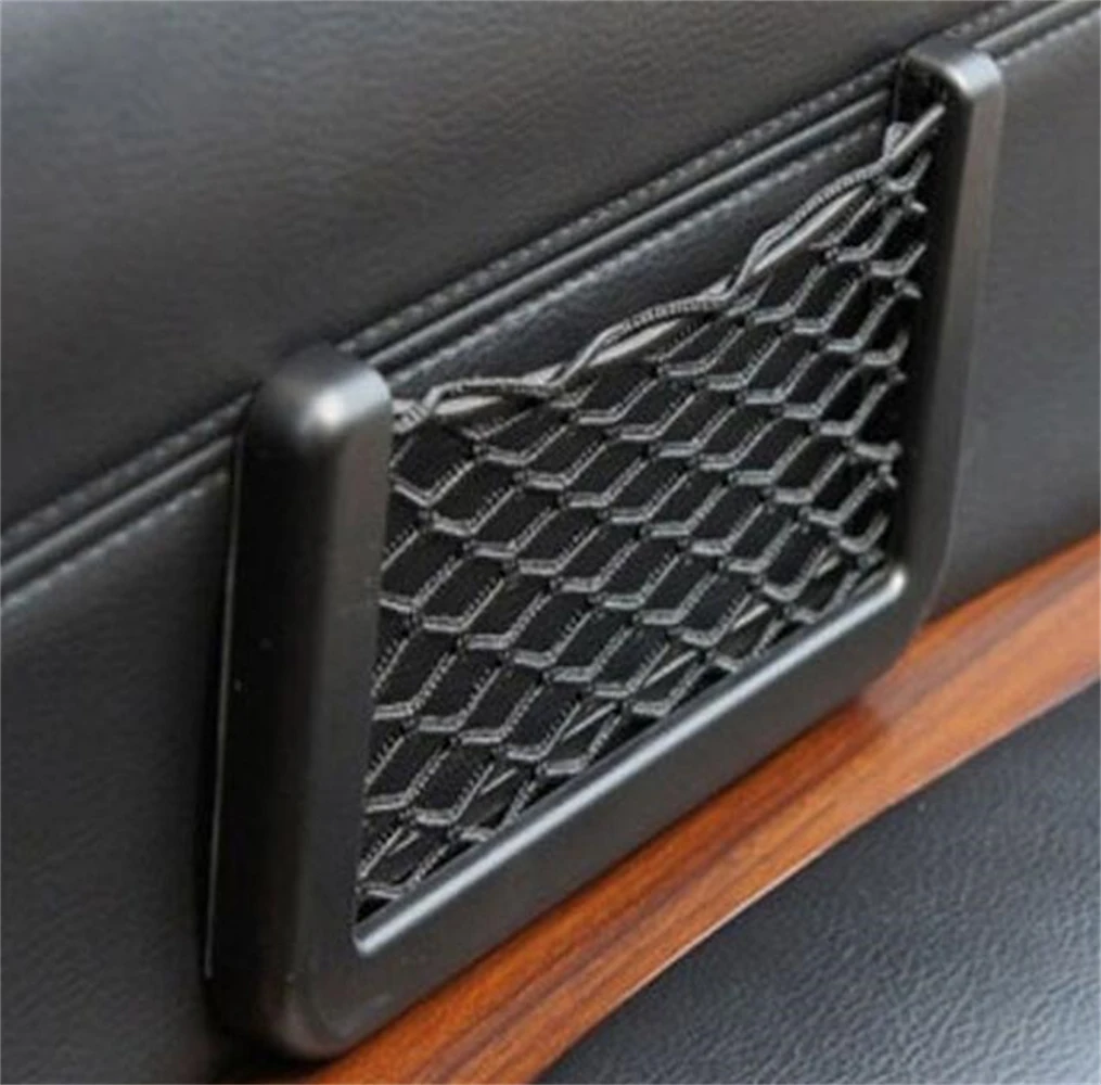 Car Phone Holder Net Pocket Large Car Storage Bag Smooth Elastic Net Storage Bag Trash For Car