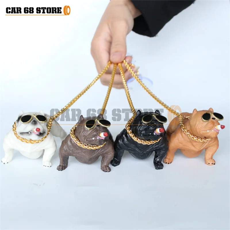 1 set Car Dashboard Ornament Bully Pitbull Dog Doll Auto Interior Accessories Ornaments Cute Chritmas Gift Creative Home Decor