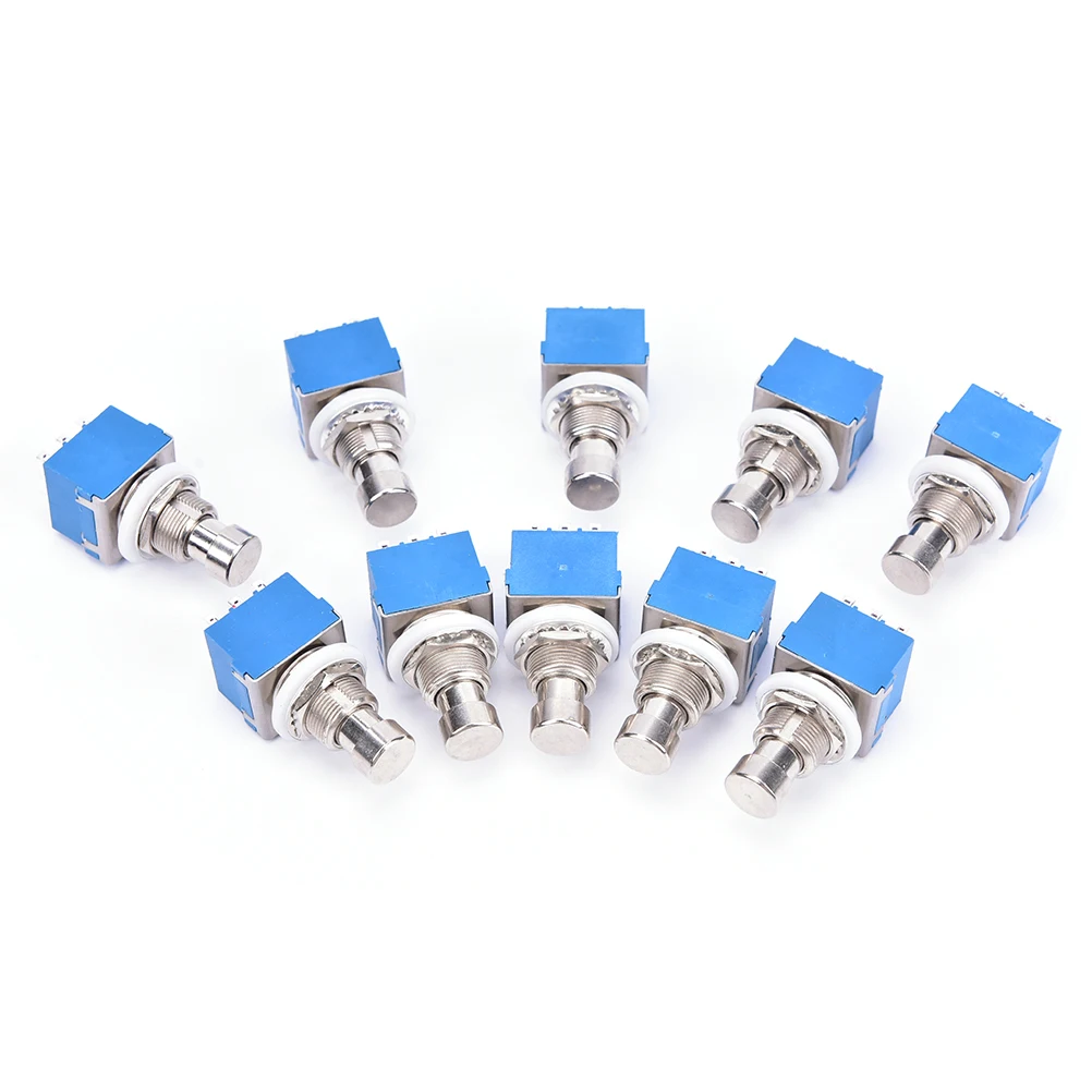 new HOT! 10Pcs 9-pin 3PDT Guitar Effects Pedal Box Stomp Foot Metal Switch True Bypass