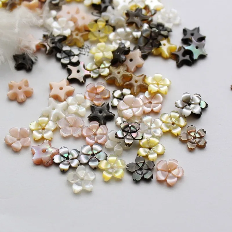 5pcs / bag natural shell 6/8/10 / 12mm mother-of-pearl cherry blossom beads jewelry making DIY hair clip earrings accessories