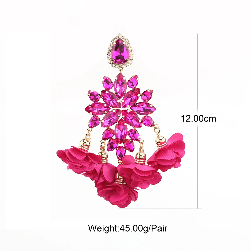 2021 New Crystal Statement Earrings Tassel Big Drop Earrings For Women Fashion Rhinestones Jewelry Accessories Women Wholesale