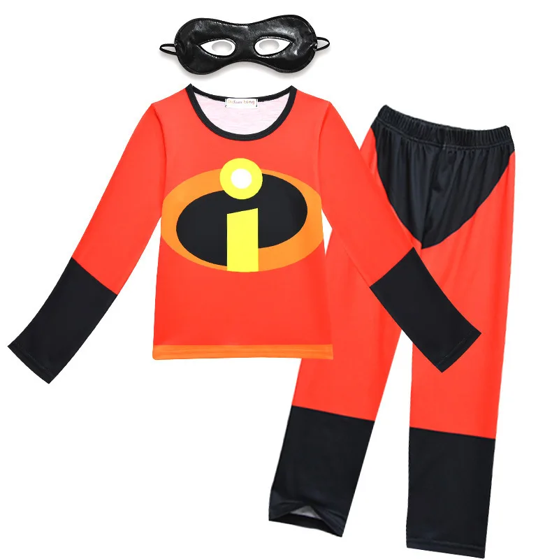 Incredibles Purim Halloween Acetate Costume For Kids Disfraces Carnaval Child Cosplay Boys Long Sleeve Pants Clothing Mask Cloak