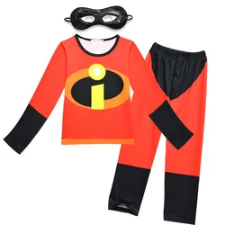 Disfraz de acetato de Halloween para niños, disfraz de increíble Purim, Carnaval, pantalones de manga larga, máscara, capa