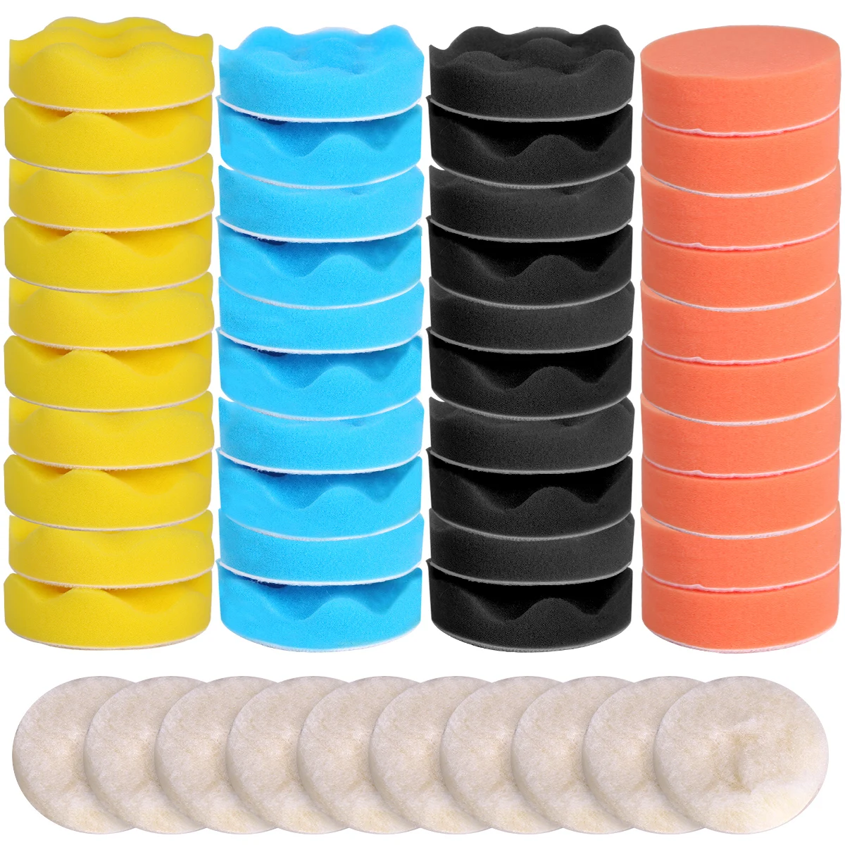 Wenxing 50 pçs 3 Polegada 80mm colorido polimento esponja almofadas kit para polidor de carro auto polimento encerar ferramentas limpeza do carro