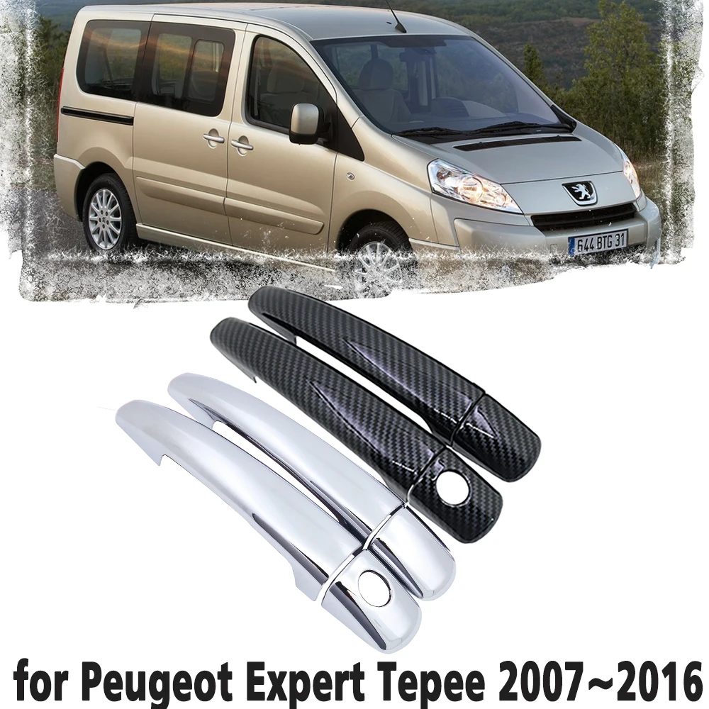 

Black Carbon Fiber handle Or Chrome Side Door Cover Trim Set for Peugeot Expert Tepee 2007~2016 Car Accessories 2008 2009 2010