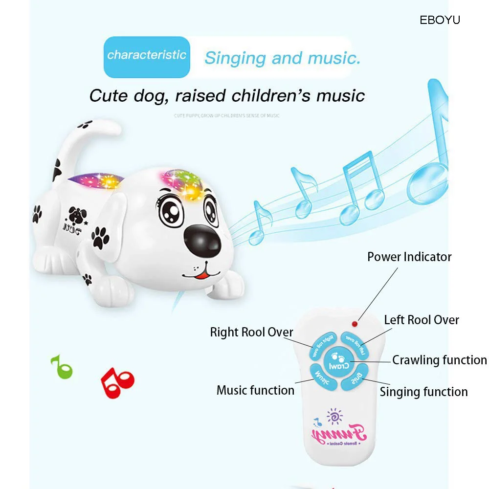 Eboyu Robot Puppy Elektronische Smart Pet Tumble Muziek Speelgoed Kruipen Tumble Speelgoed Shining Hond