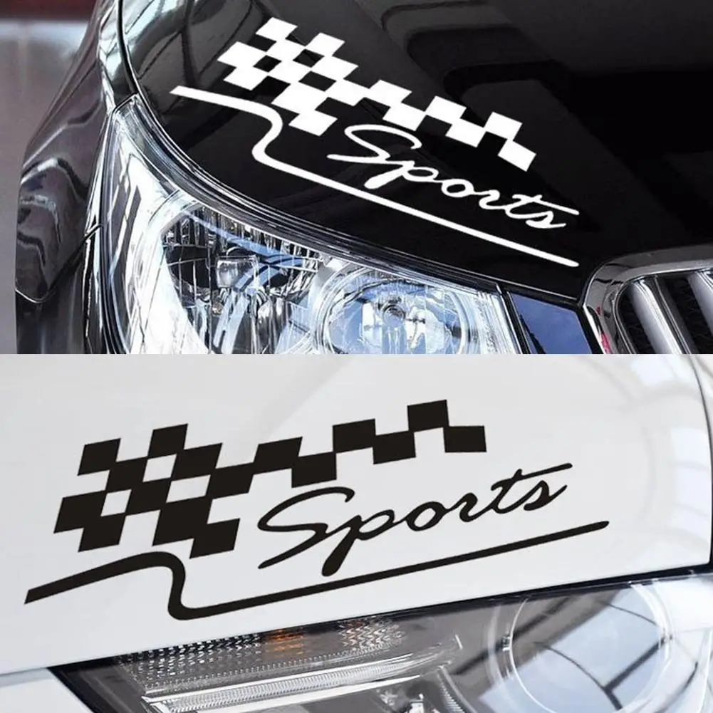 SPORT Letter Checkered Racing Flag Removable Car Sticker Auto Reflective Decal Vinyl Stickers Water-resistant Bumper Decals