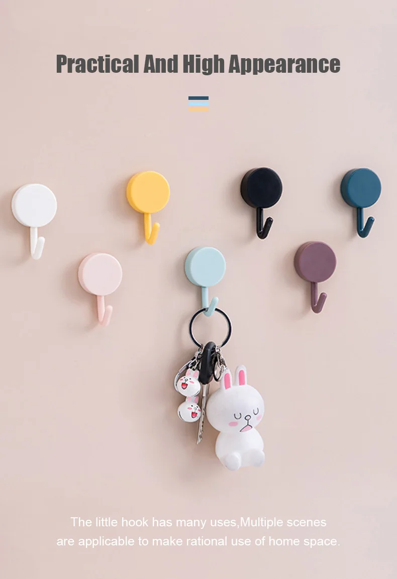 10Pcs Self Adhesive Wall Hook Strong Without Drilling Coat Bag Bathroom Door Kitchen Towel Hanger Hooks Home Storage Accessories