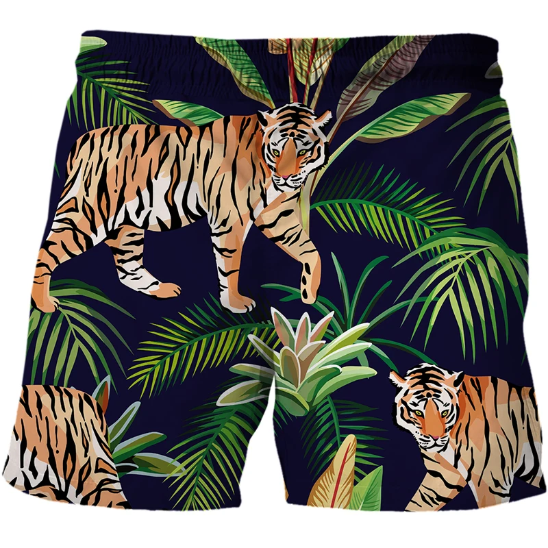 2021 Newest 3D tiger Print jungle Men Beach Shorts Quick Dry Bermuda Surf Swimming Shorts Animal Trunks Men Summer Shorts Boxers