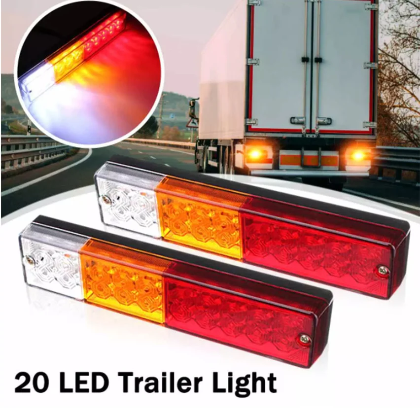 

2Pcs 12V/24V Waterproof Car 19 20 26 46LED Tail Light Rear Lamps Boat Trailer Rear Turn Signal Indicator for Trailer Truck Car