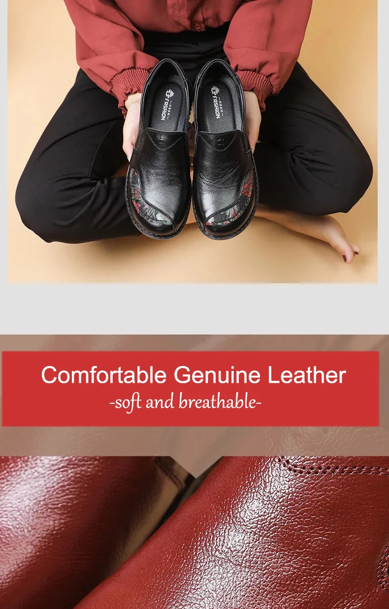 Echt leder Ballerinas Schuhe Frauen Vintage Luxus hochwertige Slipper Damen Mokassins lässig elegante Damen breite Schuhe – Detail 28
